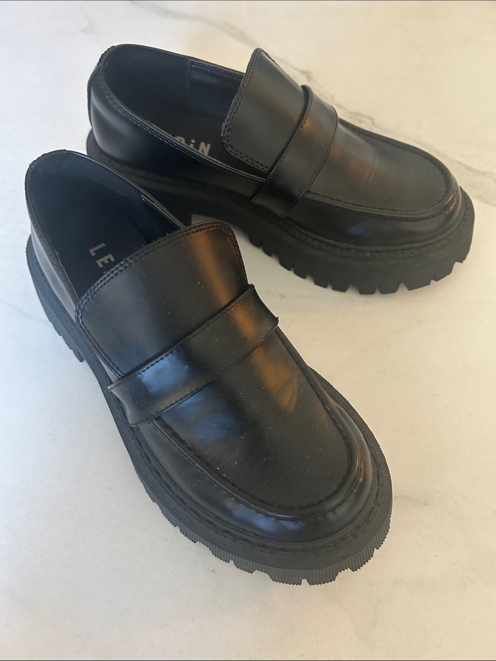 Ledin Black Platform Penny Loafers — Women's Chunky Size 6
